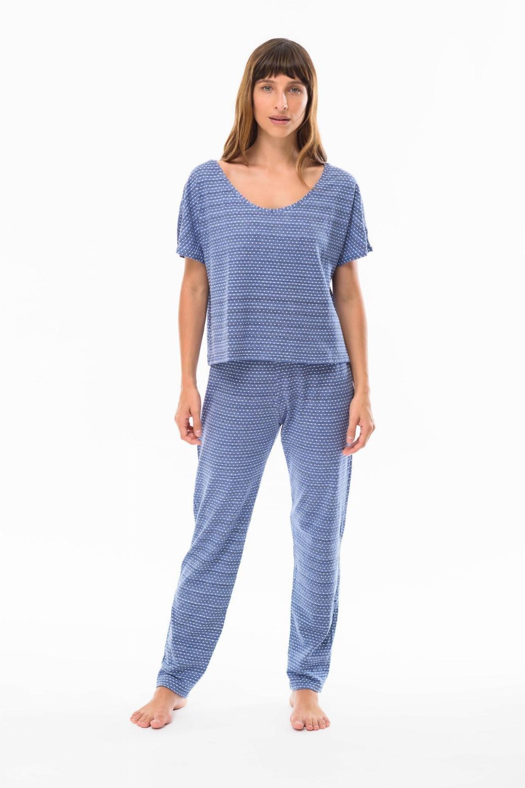 Alessia - Pijama largo de algodón azul s