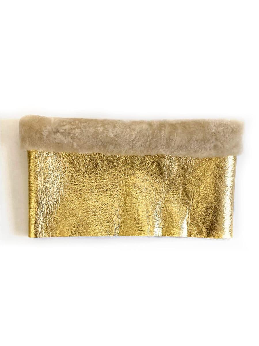 Bufanda  cuellito de cuero dorado talle unico