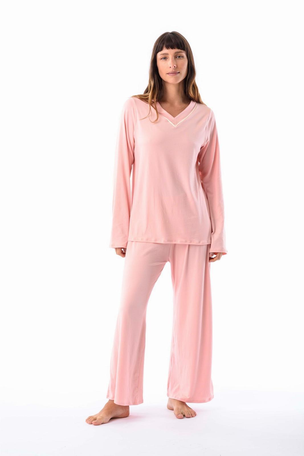 Cala - Pijama Manga Larga escote en V rosado l