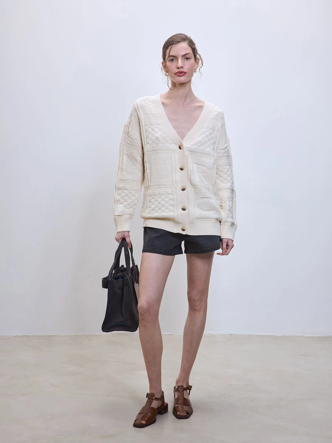 Cardigan Cuadri off white s