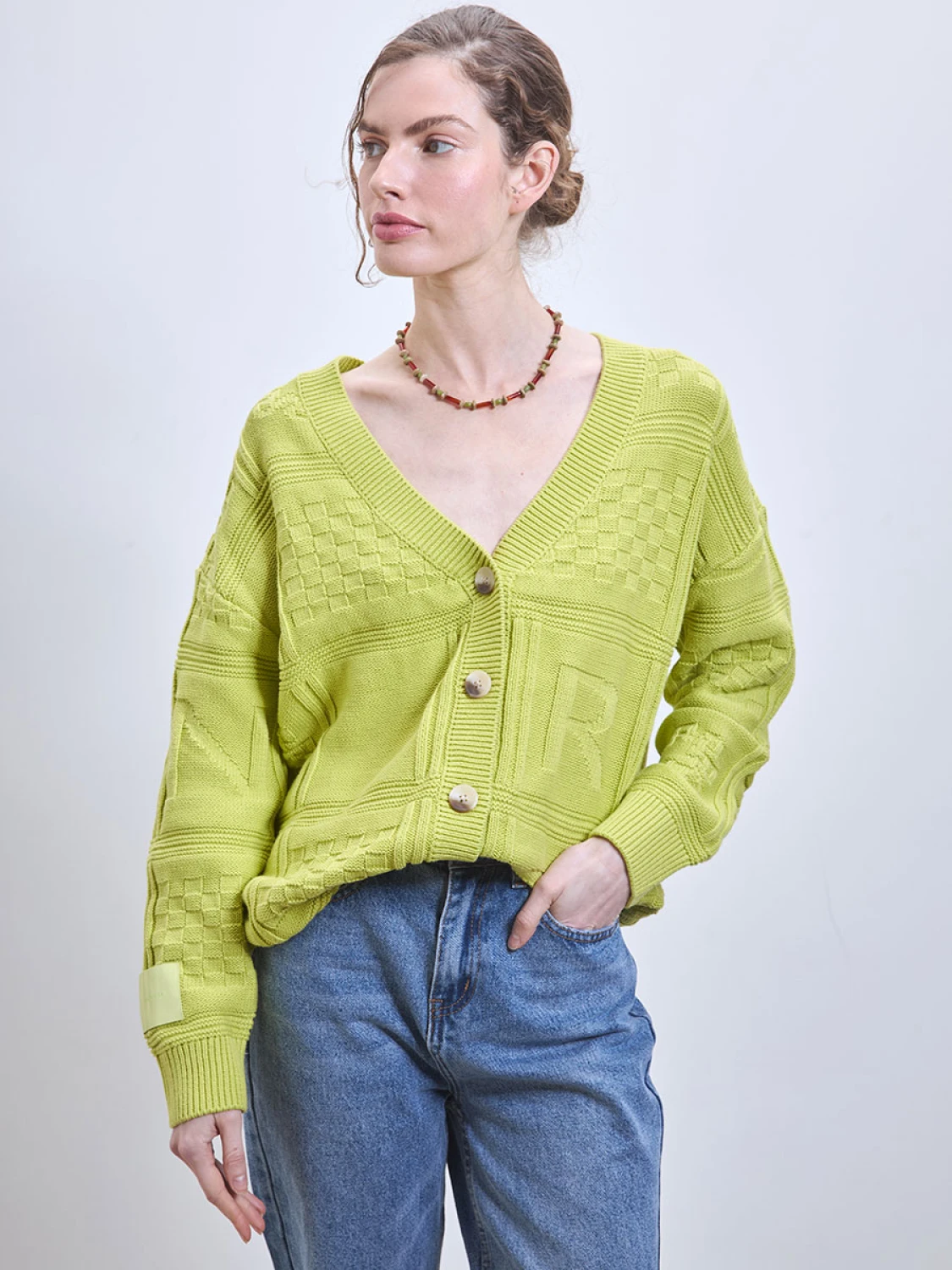 Cardigan Cuadri pistacho m