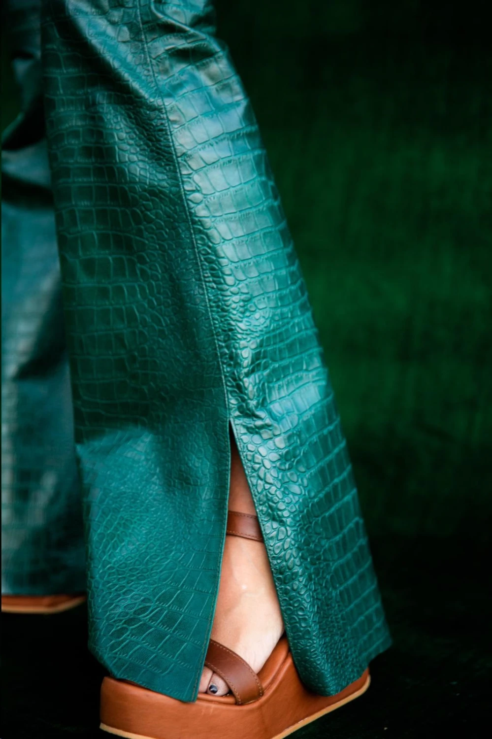 Formal Leather Pants Crocco verde 36