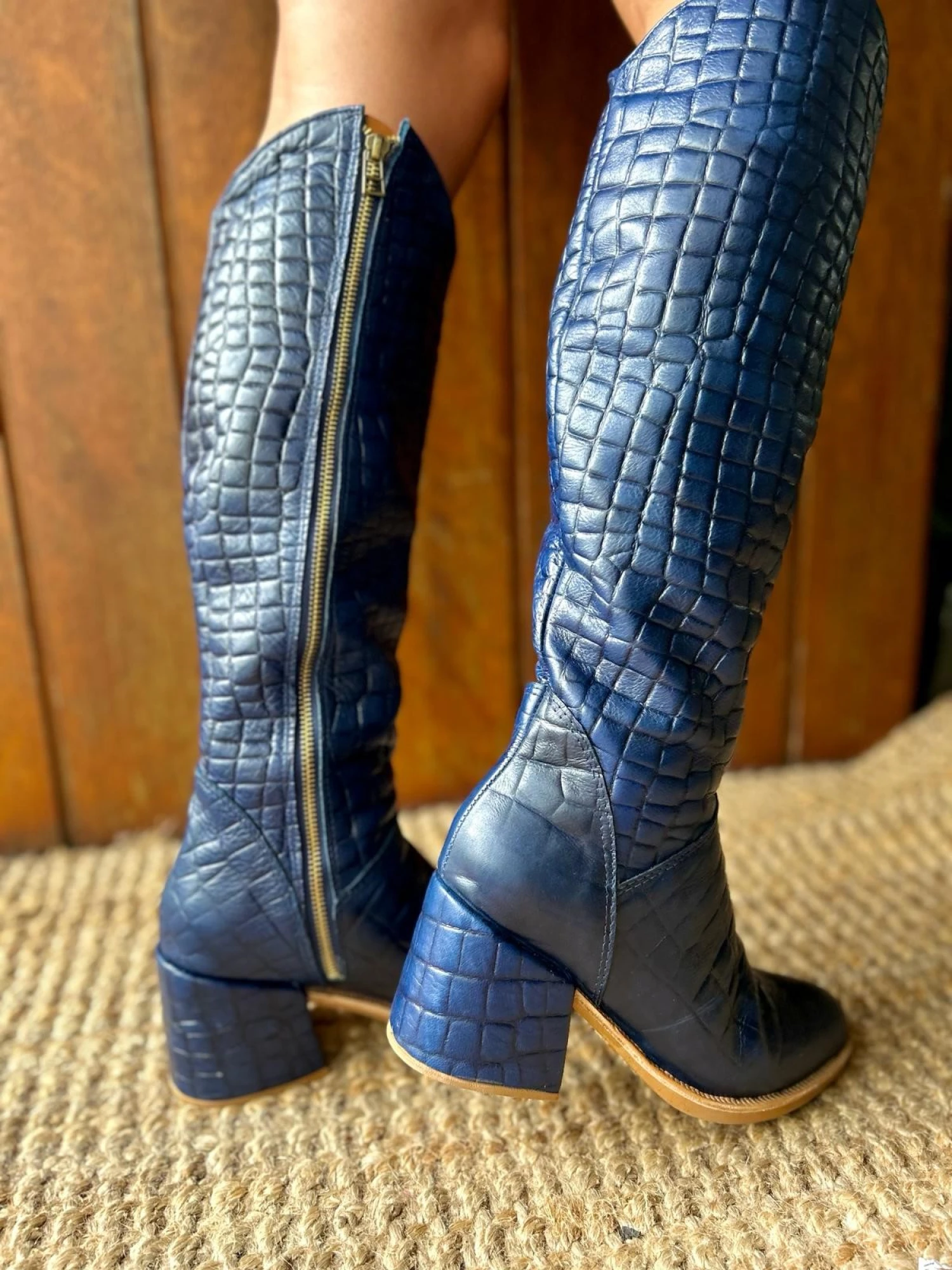 High Heel Boots Crocco azul 36