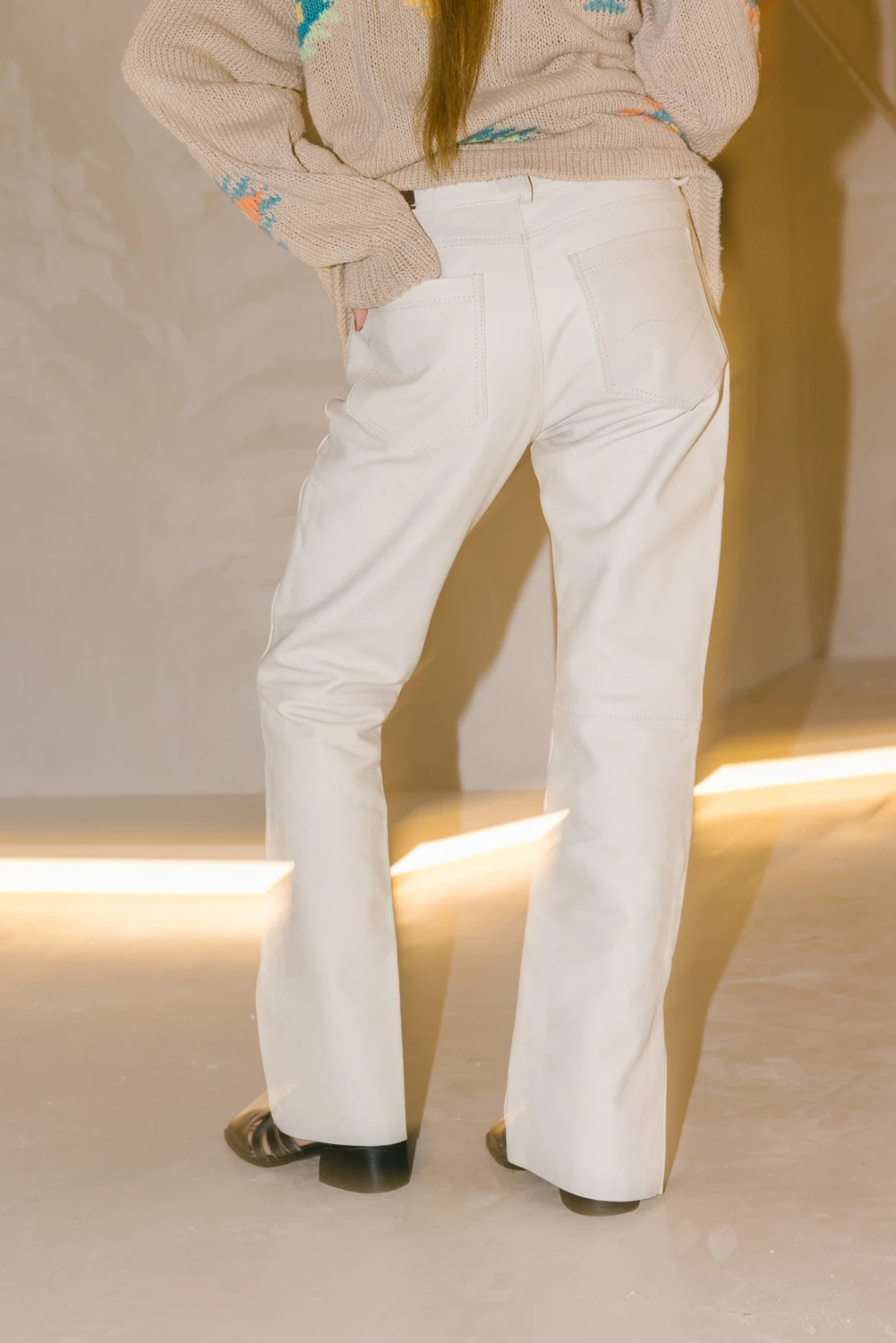 Leather jeans blanco 32