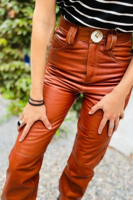 Leather Jeans Crawford cognac 36