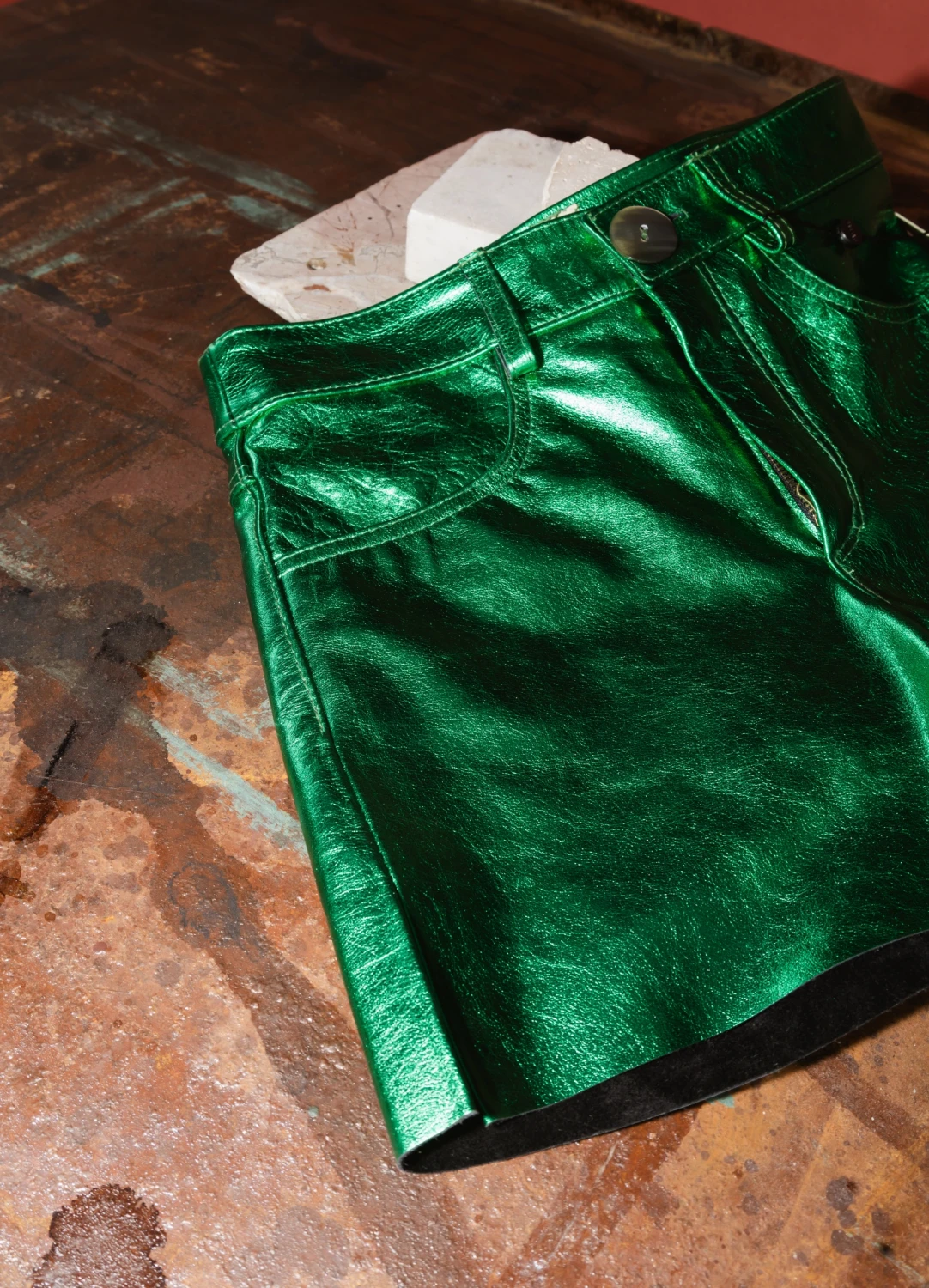 Leather Shorts Galácticos verde 36