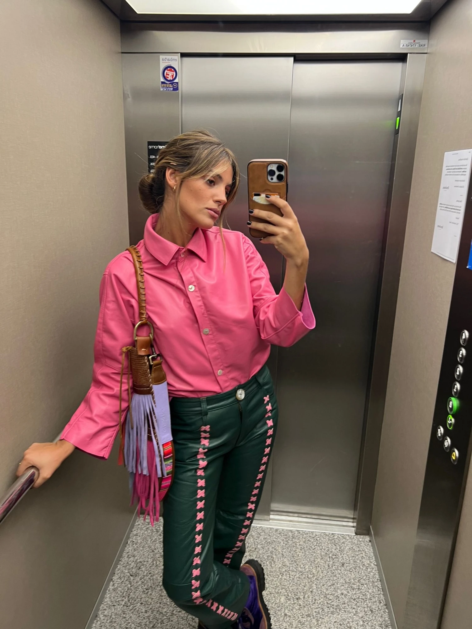Leather Vila Shirt rosado chicle s