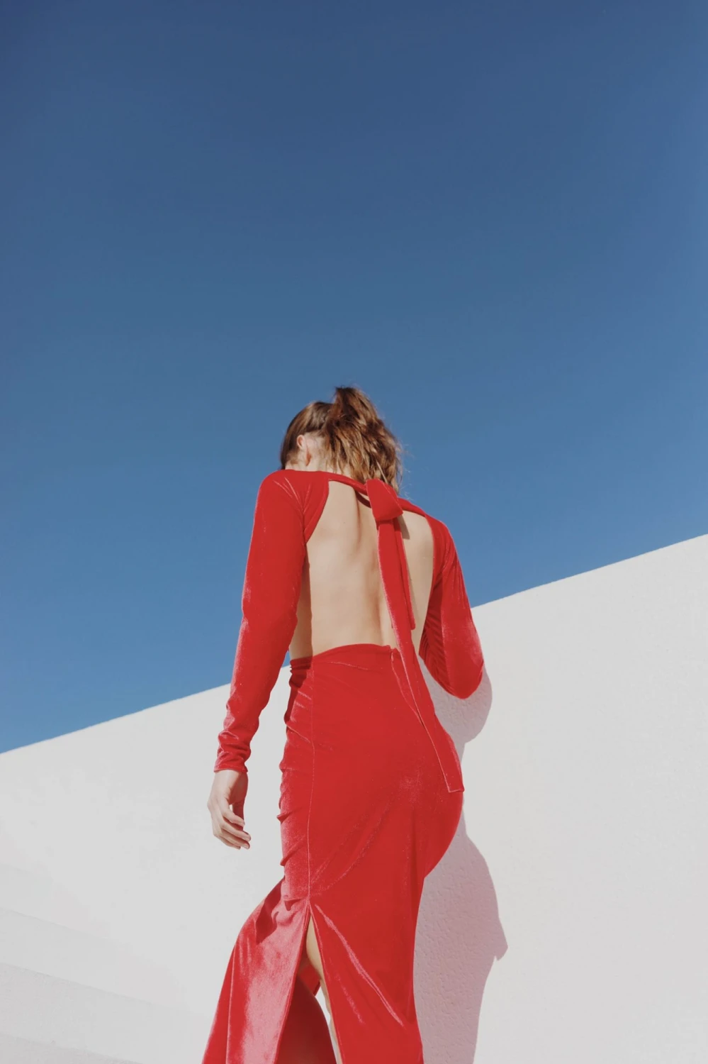 Long Terciopelo Dress rojo m