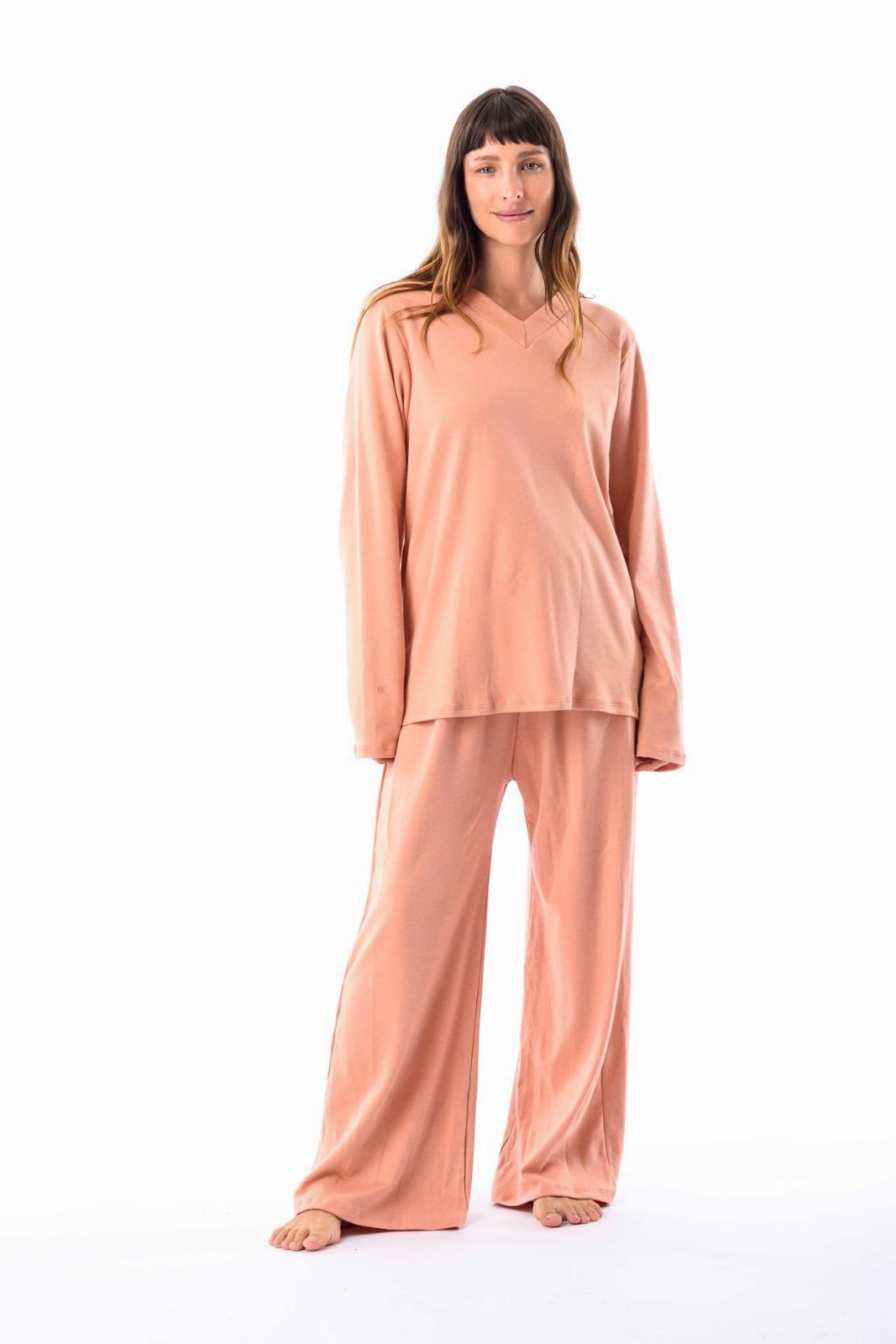 Luz - Pijama escote en V de Algodón terracota l