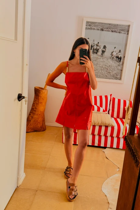 Mini Leather Dress rojo xxs