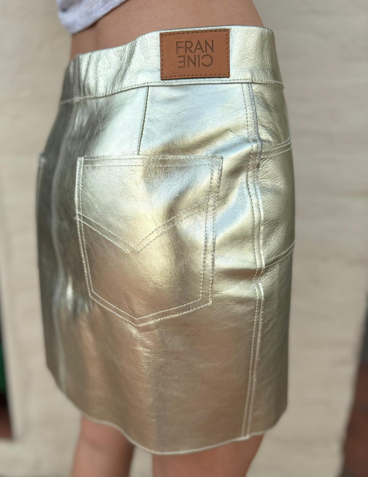 Mini Leather Skirt plateado s