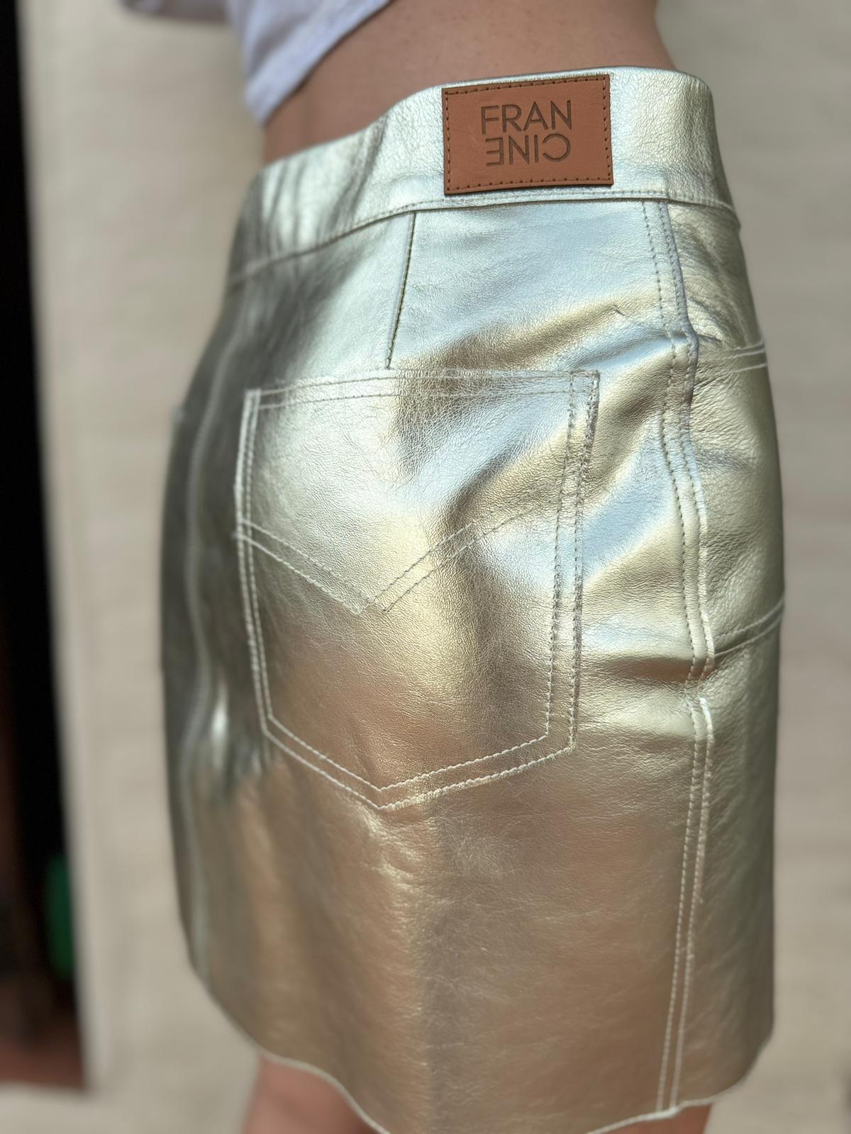 Mini Leather Skirt plateado m