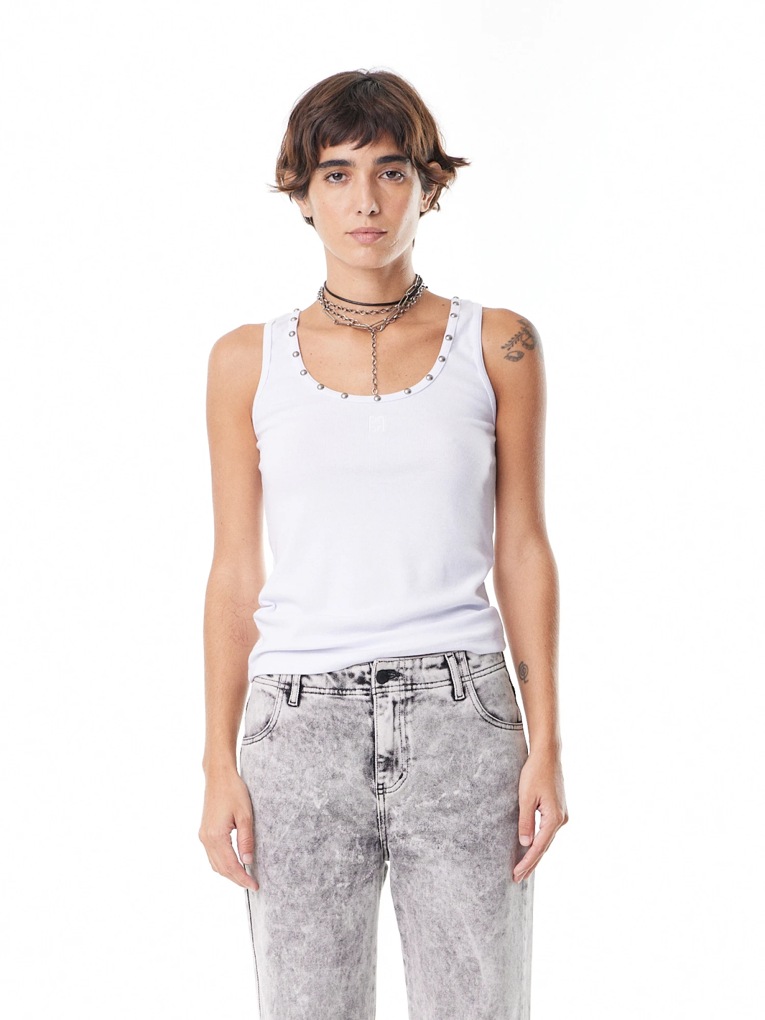 Musculosa Candy tachas blanco s