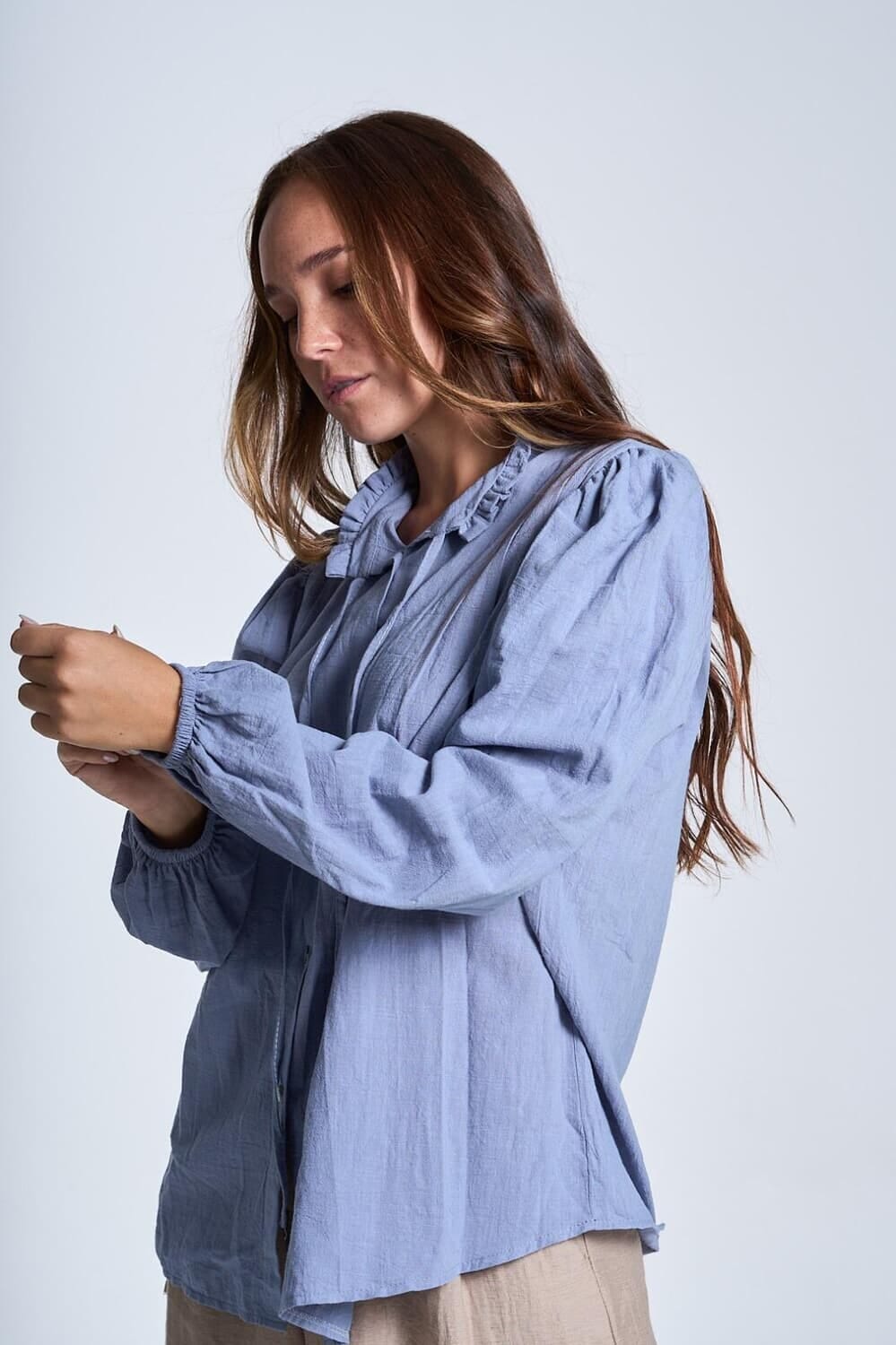 Camisa Tanna celeste talle unico