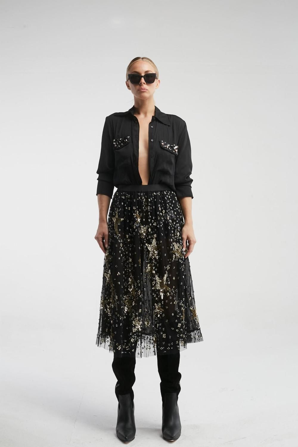 CAMISA MELITA BY AMBER LEBON negro talle unico