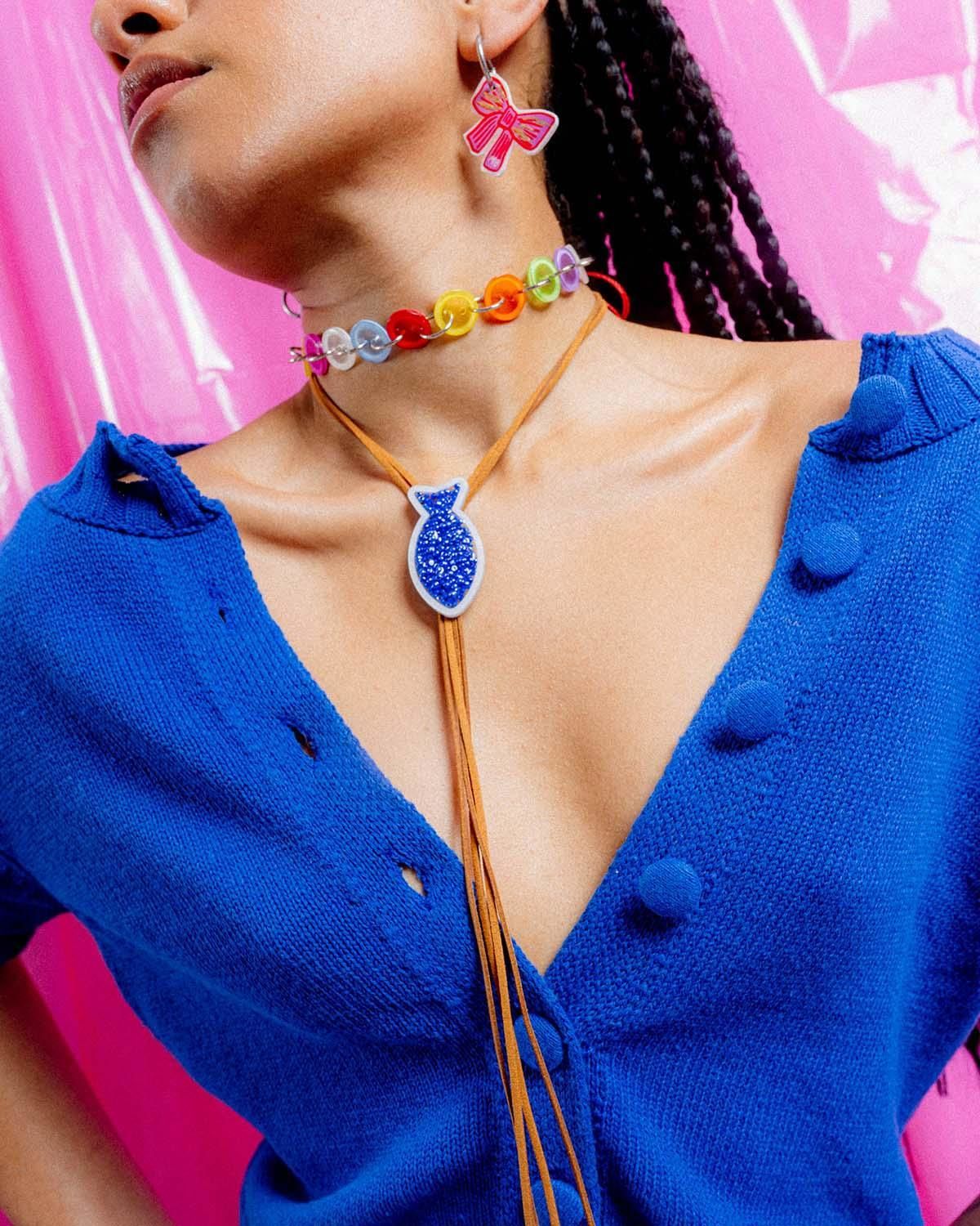 Tie Fish Choker azul 