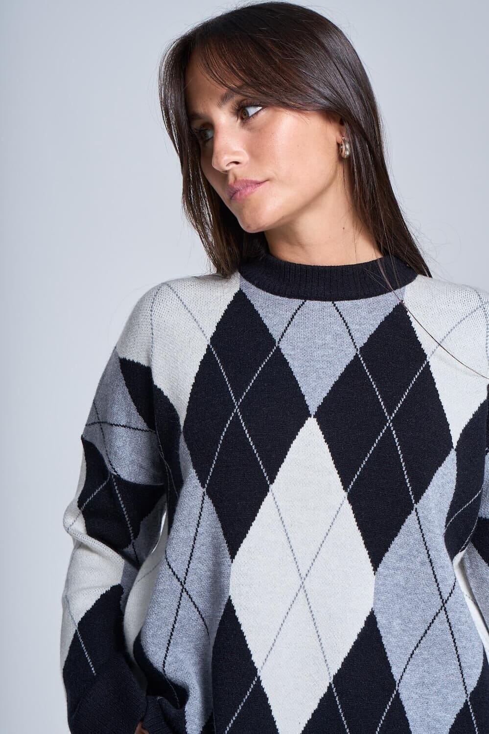 Sweater Rombos classic negro talle unico