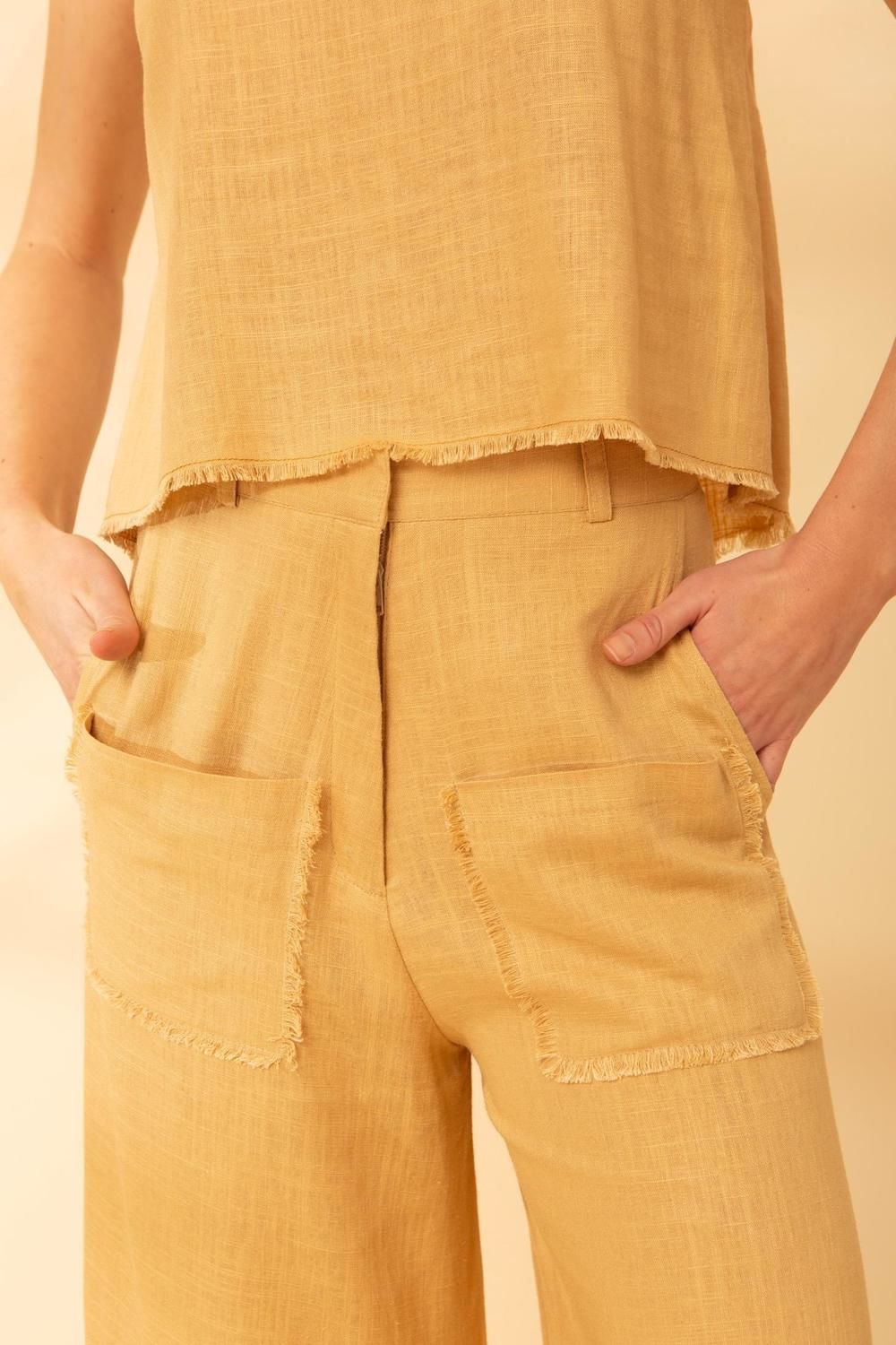 Pantalón Wide Desflecado ocre s