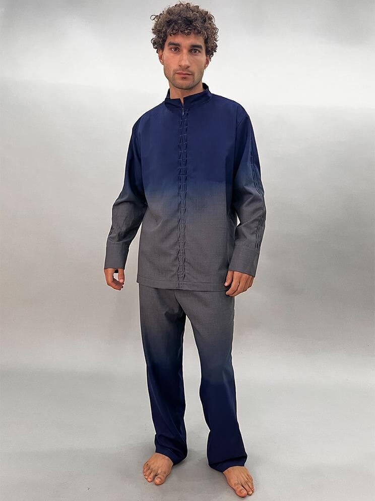 Camisa Alquimia azul bolita m/l