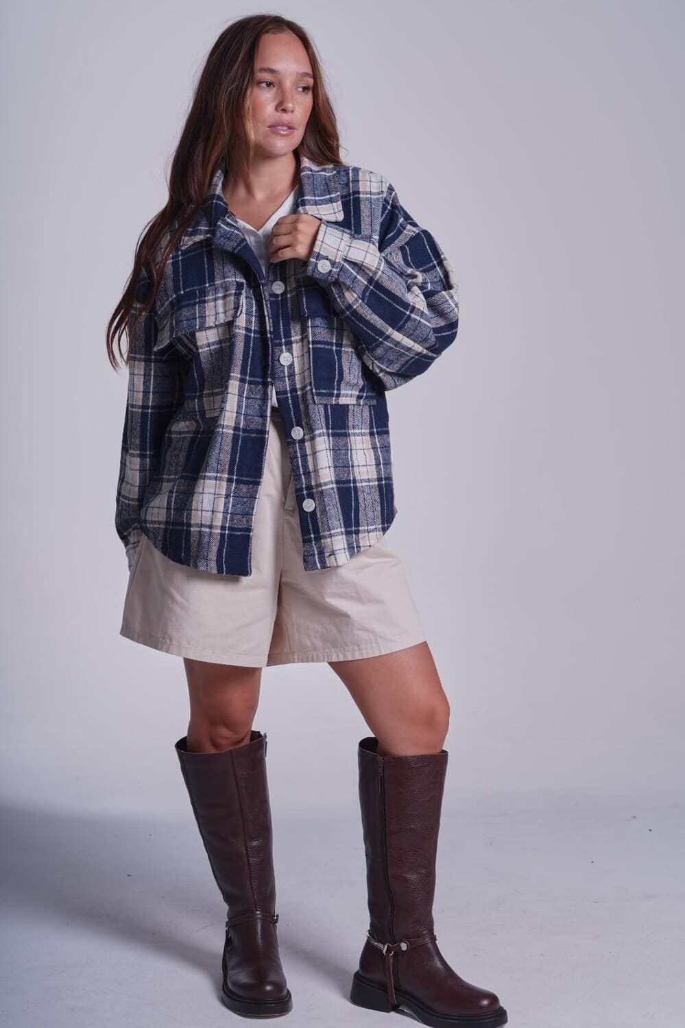 Sobrecamisa Tartan azul talle unico