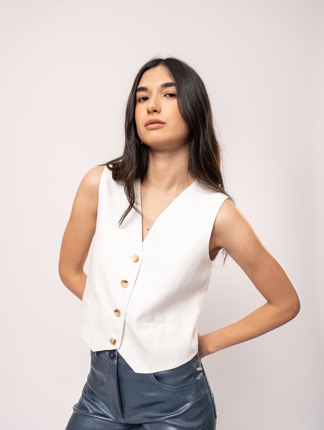 Chaleco Jazmín blanco m/l