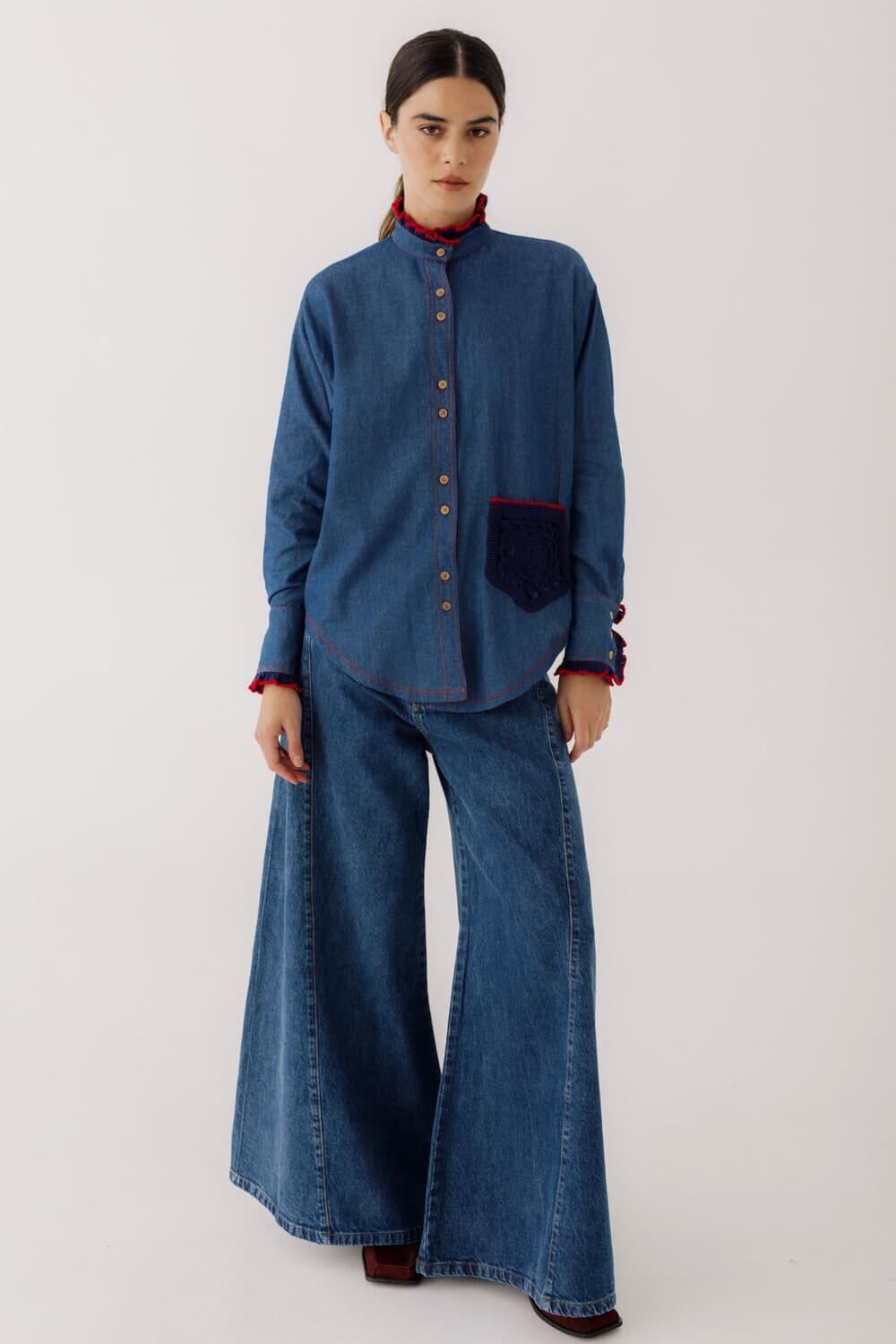 Camisa OTA Denim Crochet azul s