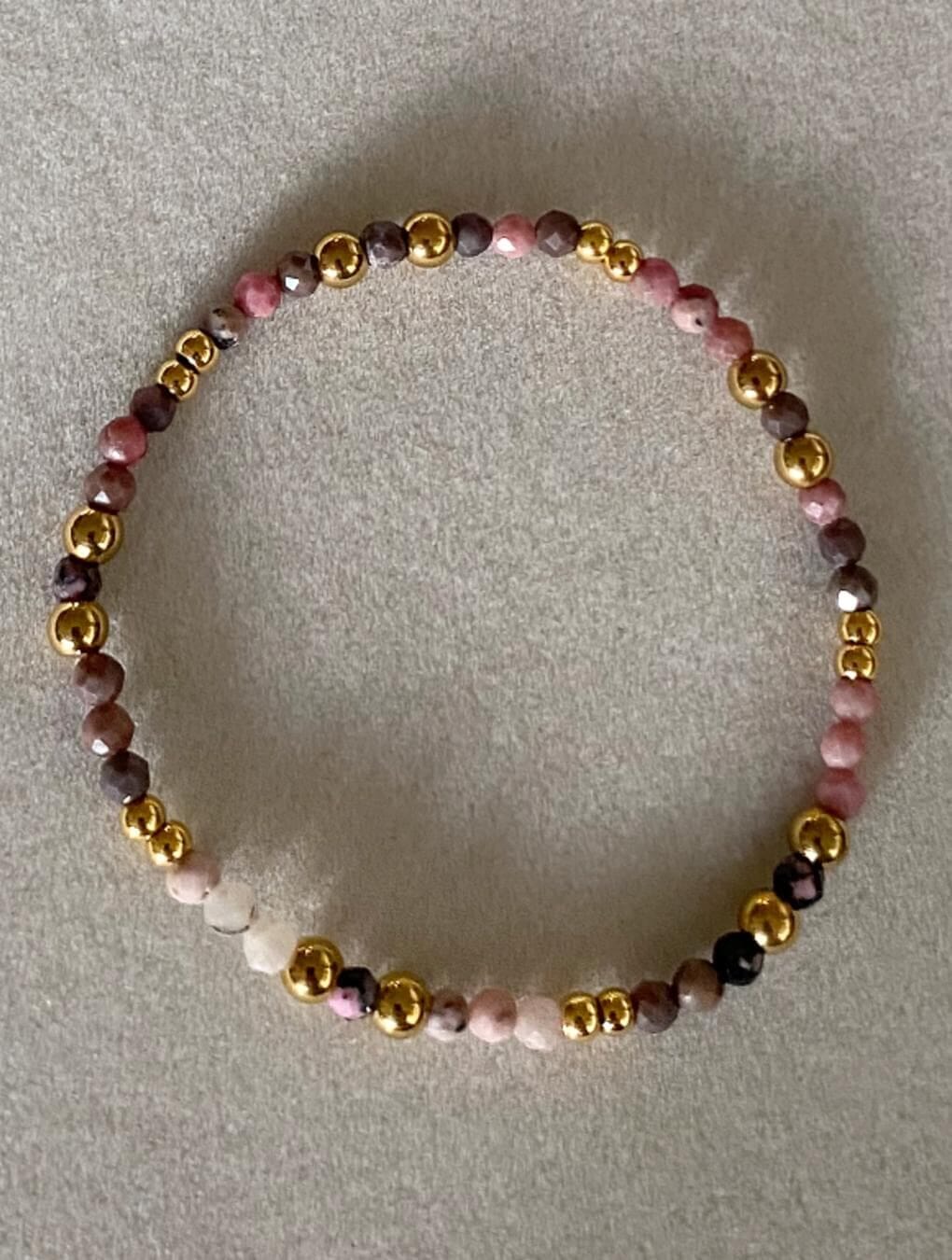 Pulsera LUCERO en acero y piedras naturales rosado n/a