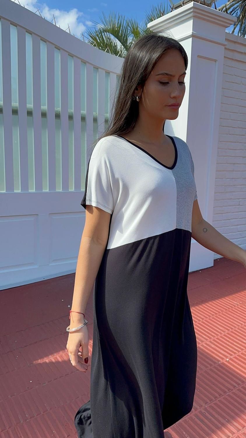 Vestido Mia Largo gris melange talle unico