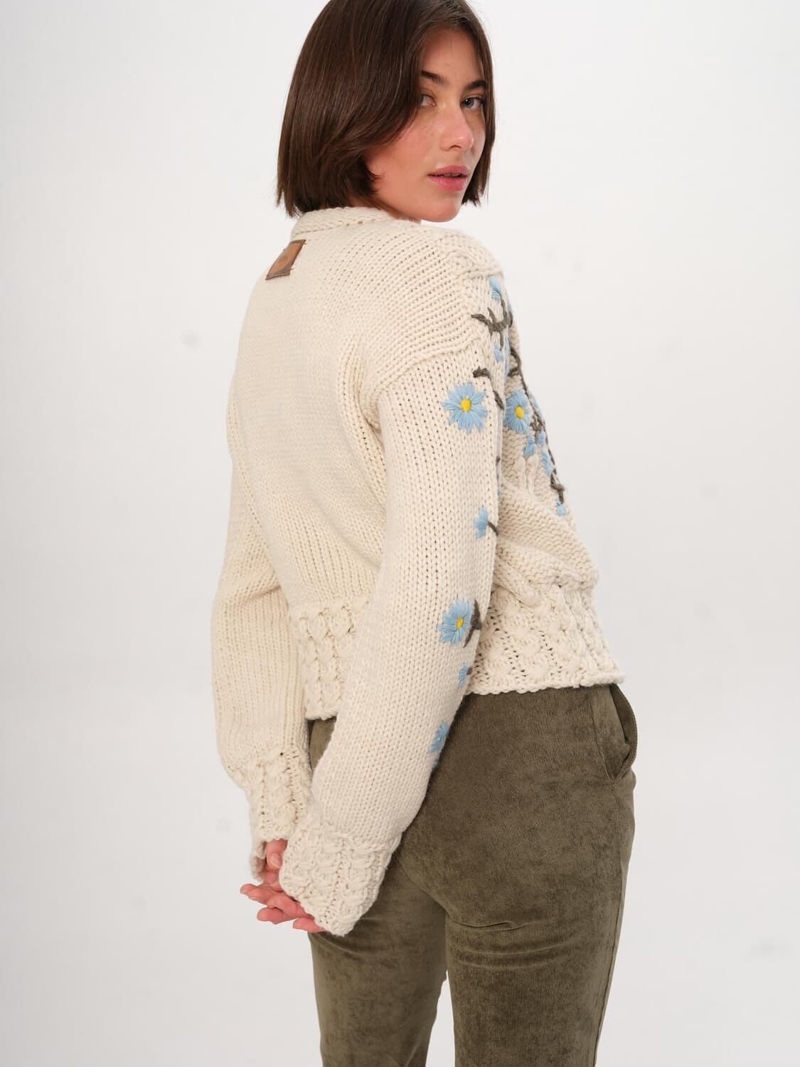 Cardigan Magnolia celeste talle unico