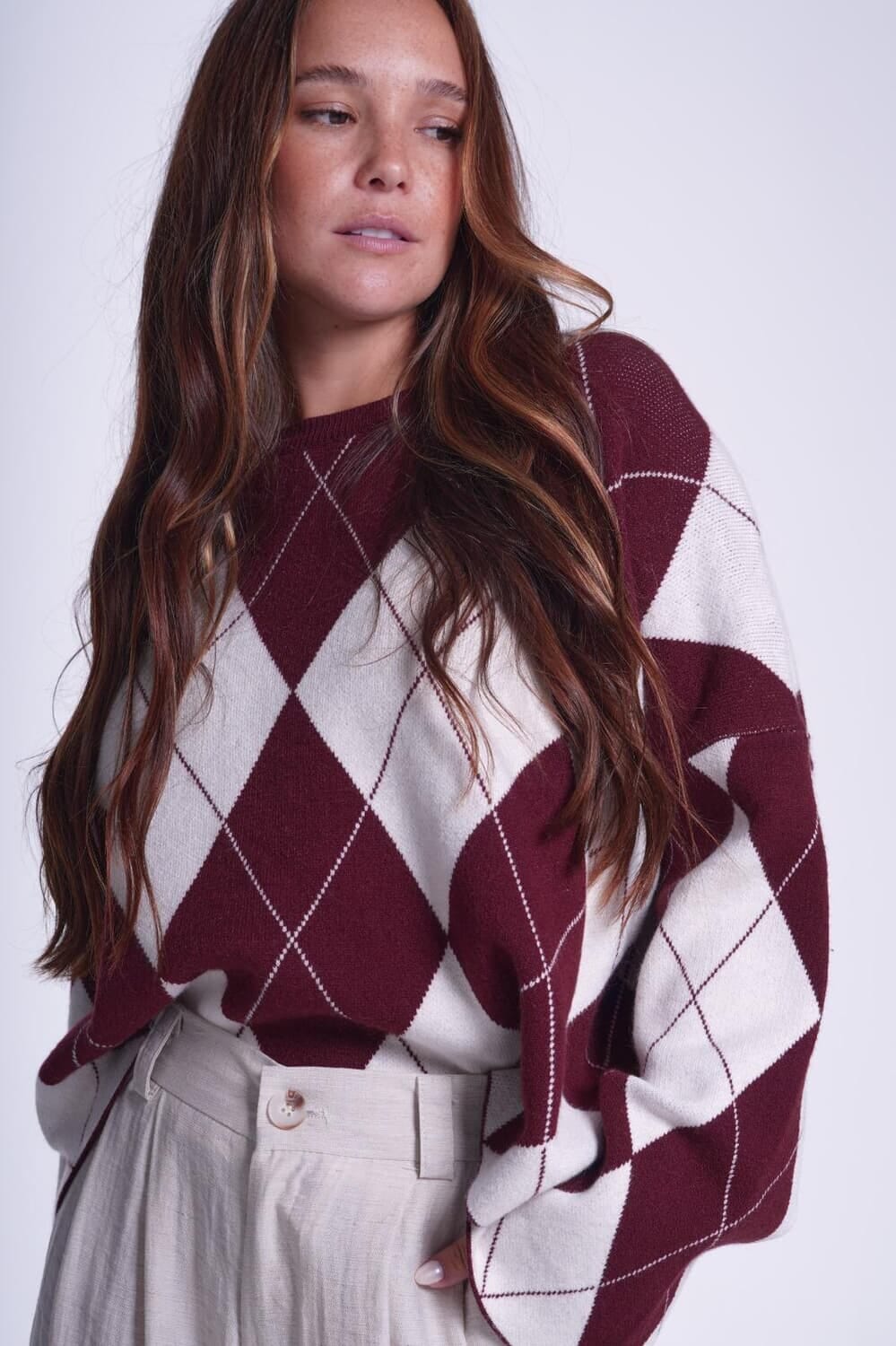 Sweater Rombos bordo talle unico