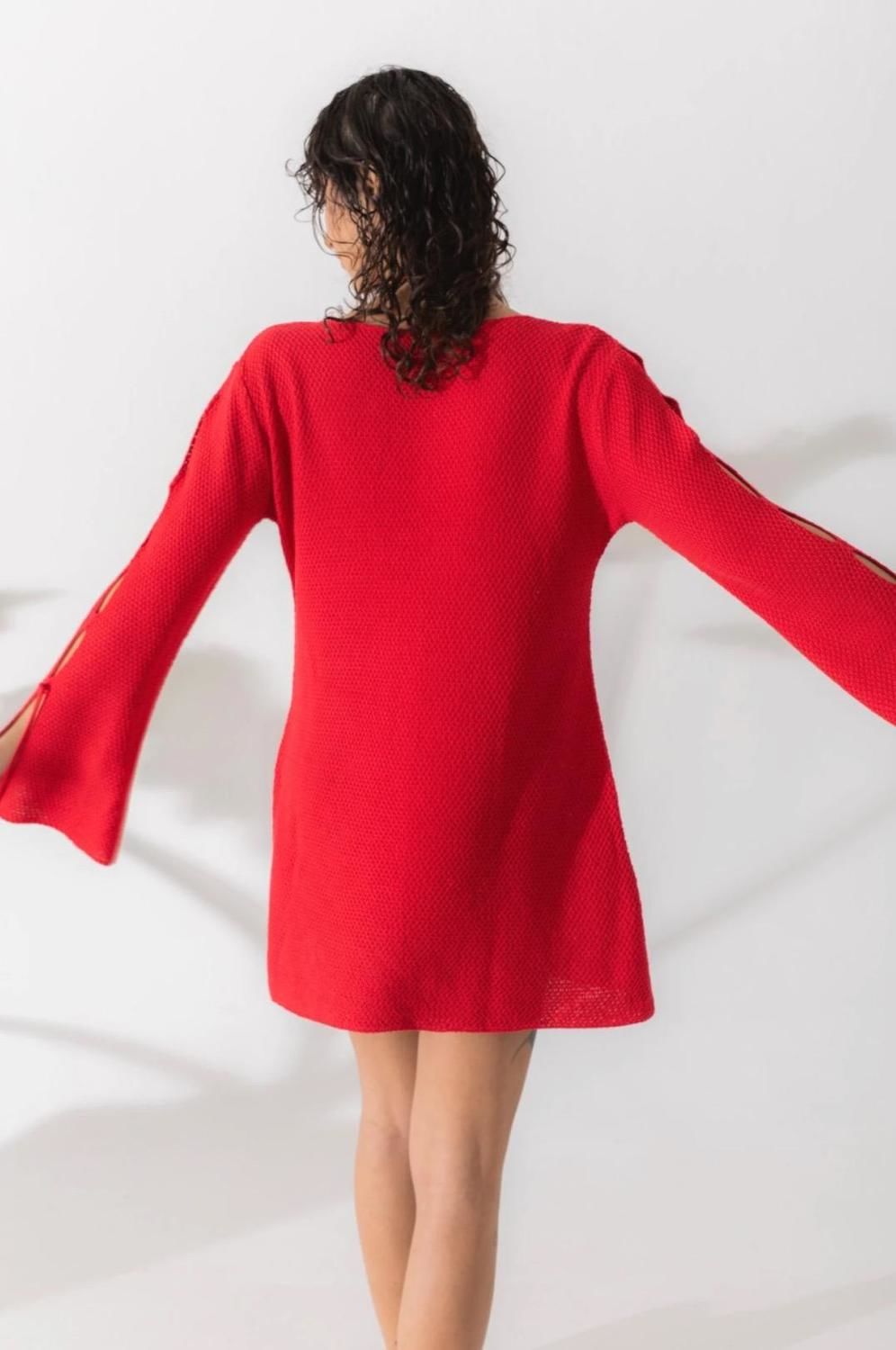 Vestido Tira Knit rojo m