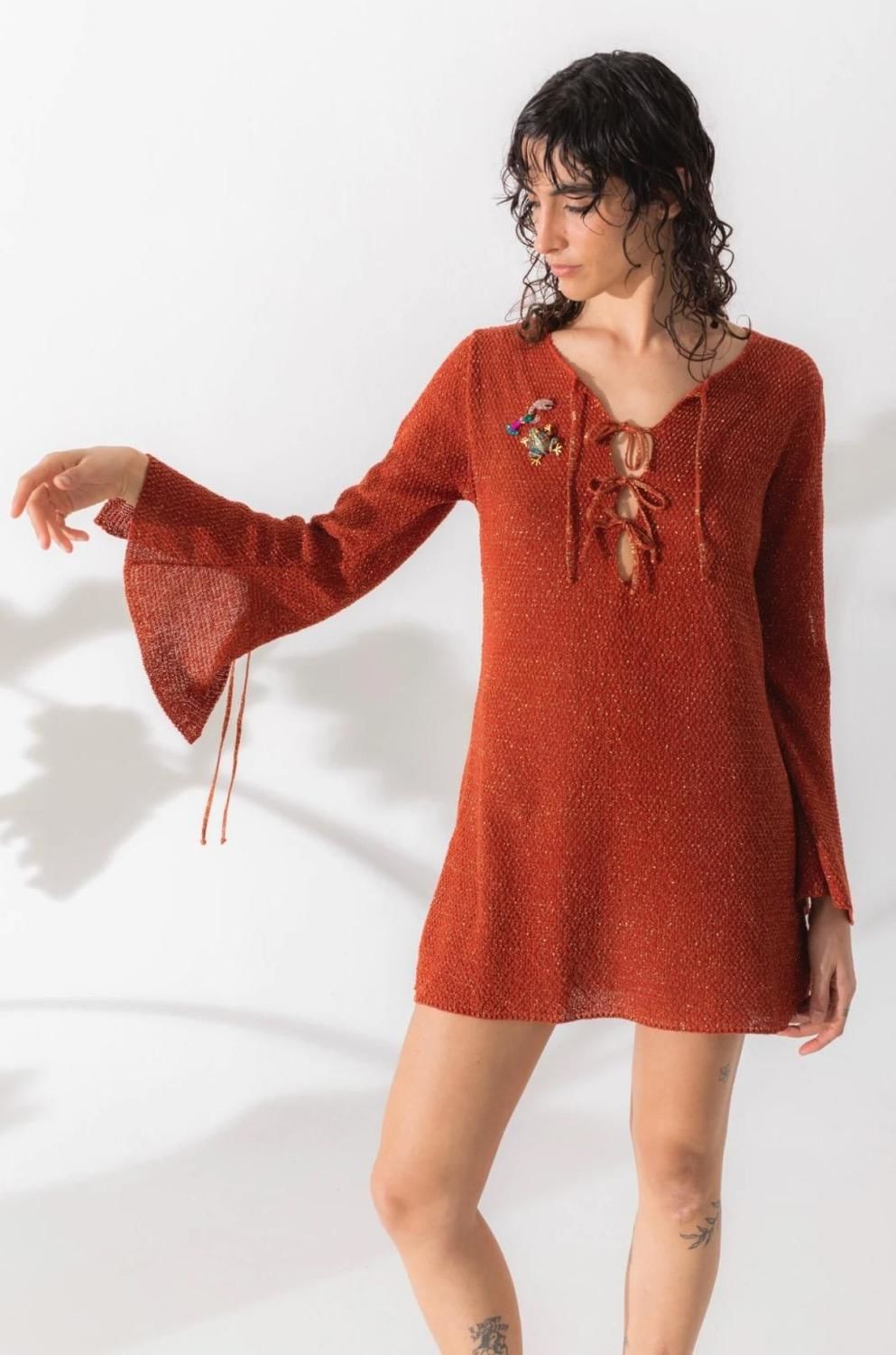 Vestido Tira Knit terracota m