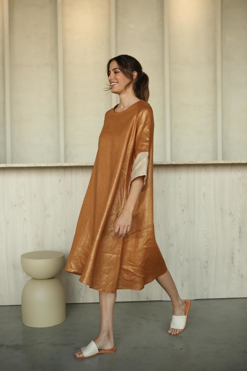 Túnica Japan Lurex camel talle unico