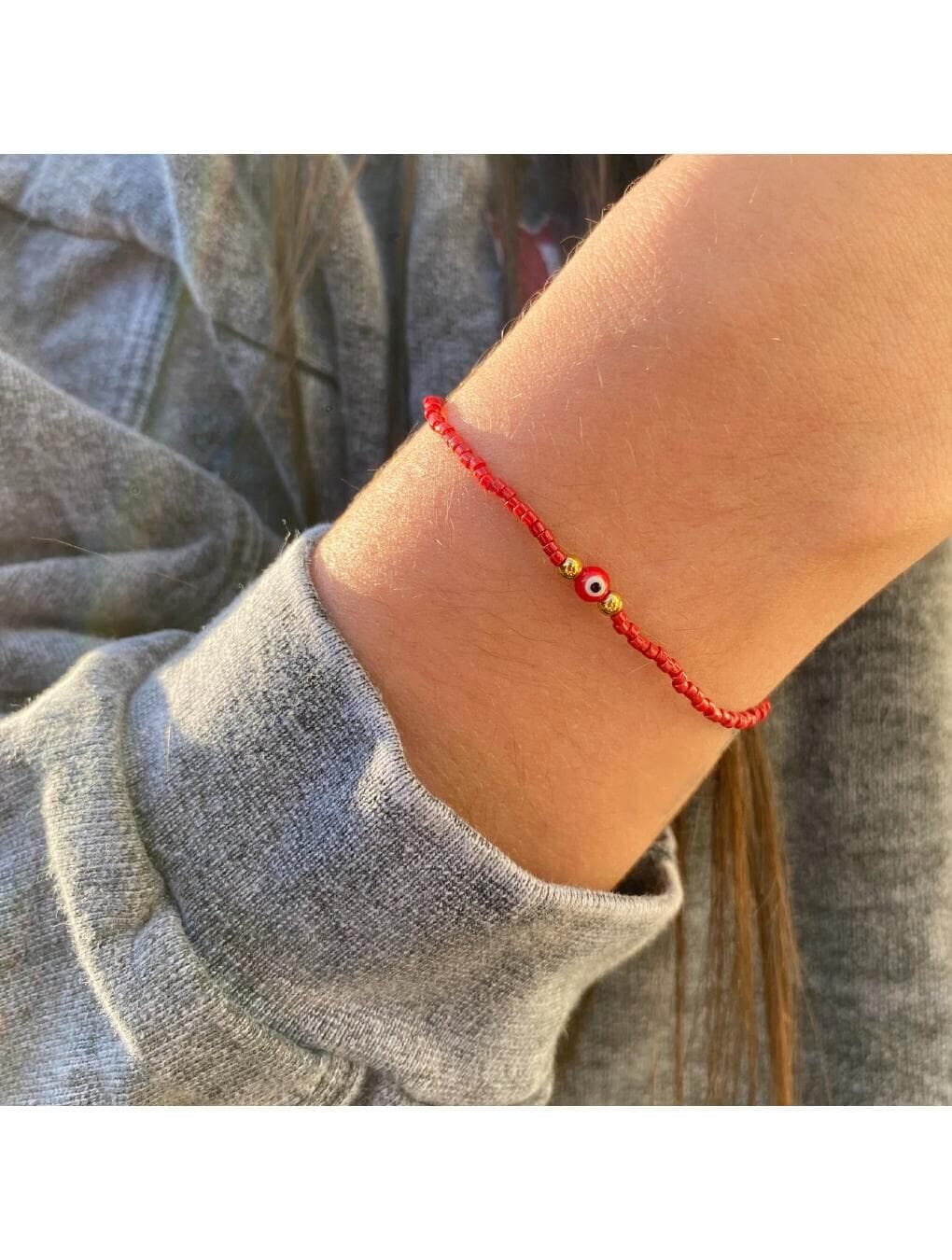 Pulsera VIBES en acero y cristal rojo n/a