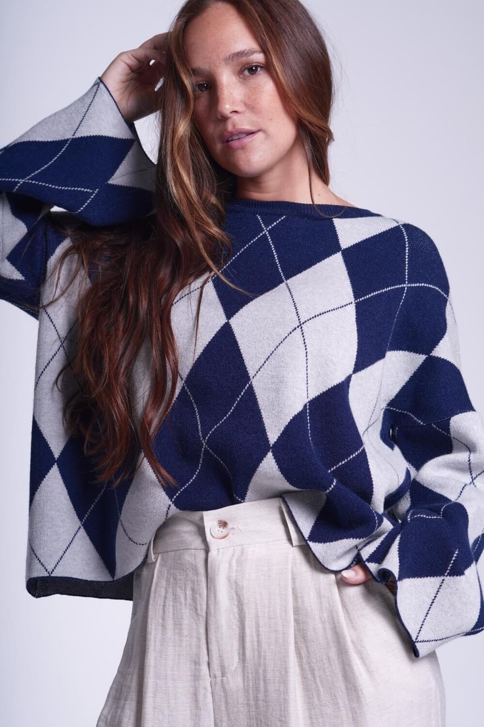 Sweater Rombos azul talle unico
