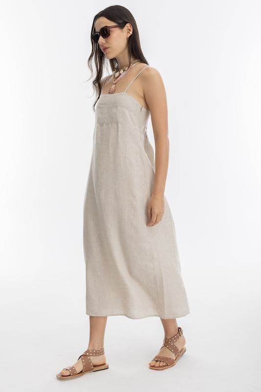 Vestido Strap en Lino - Natural natural l