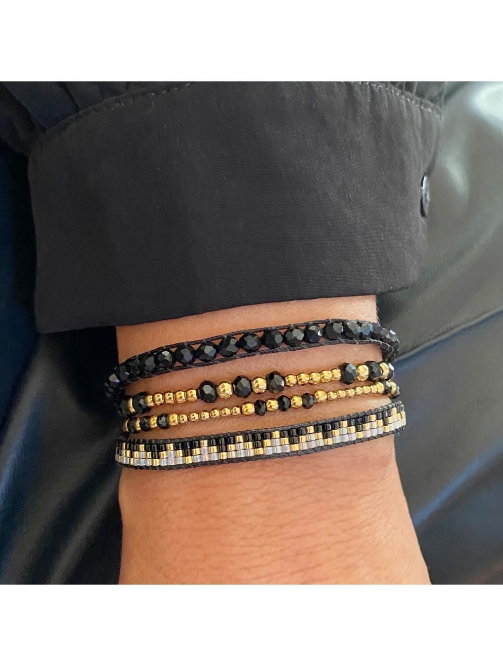 Pulsera EMILY en acero y cristales negro n/a