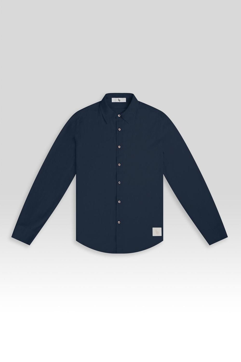 LONG SLEEVE LINEN SHIRT azul m