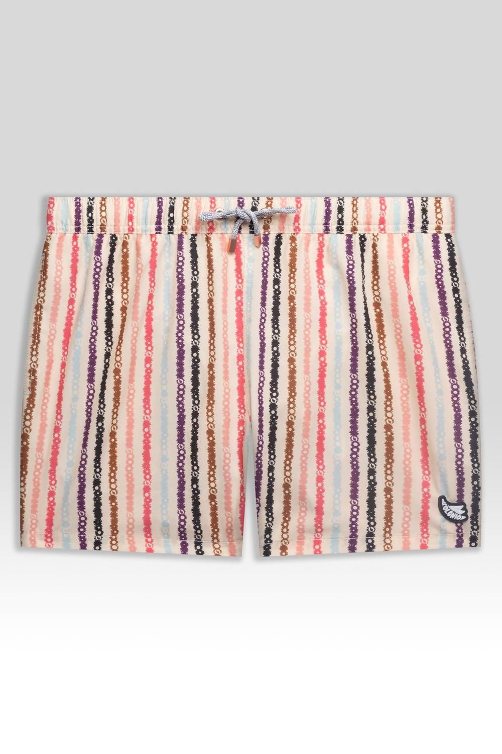 Short de Baño Classic Floral Stripe crudo l