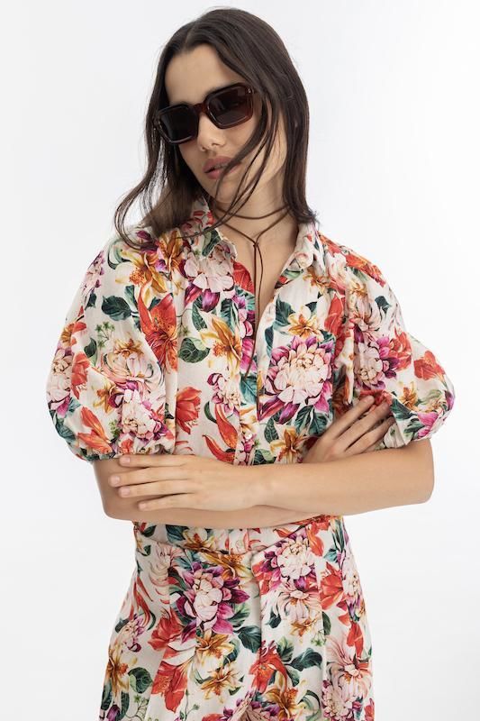 Camisa Angel en Lino - Full Bloom rojo xl