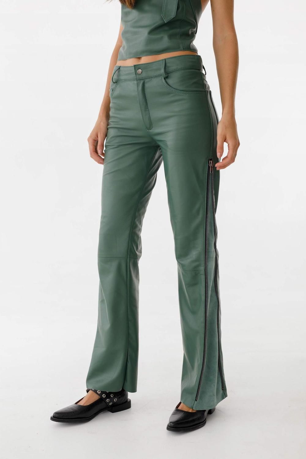 Pantalon Leather Golden verde l