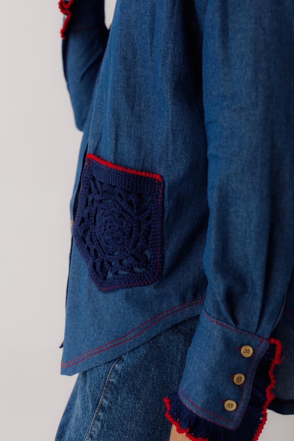 Camisa OTA Denim Crochet azul s