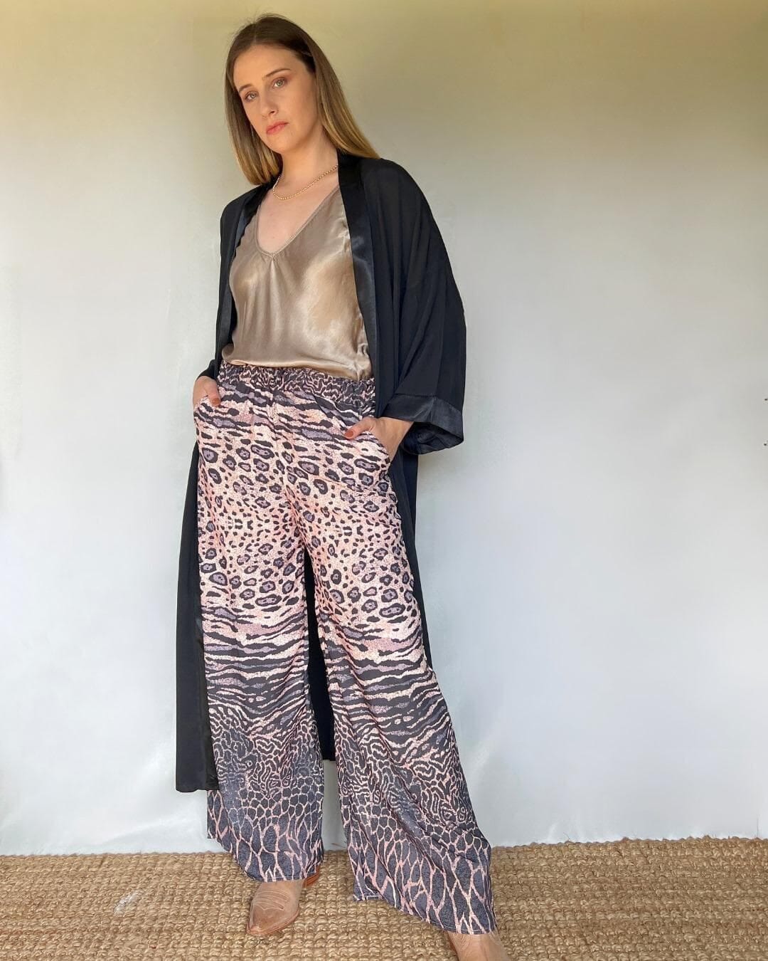 Pants Seda Animal Print beige talle unico