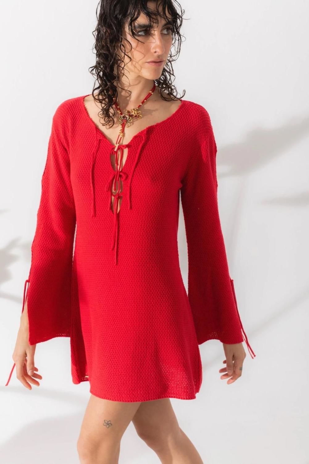 Vestido Tira Knit rojo s