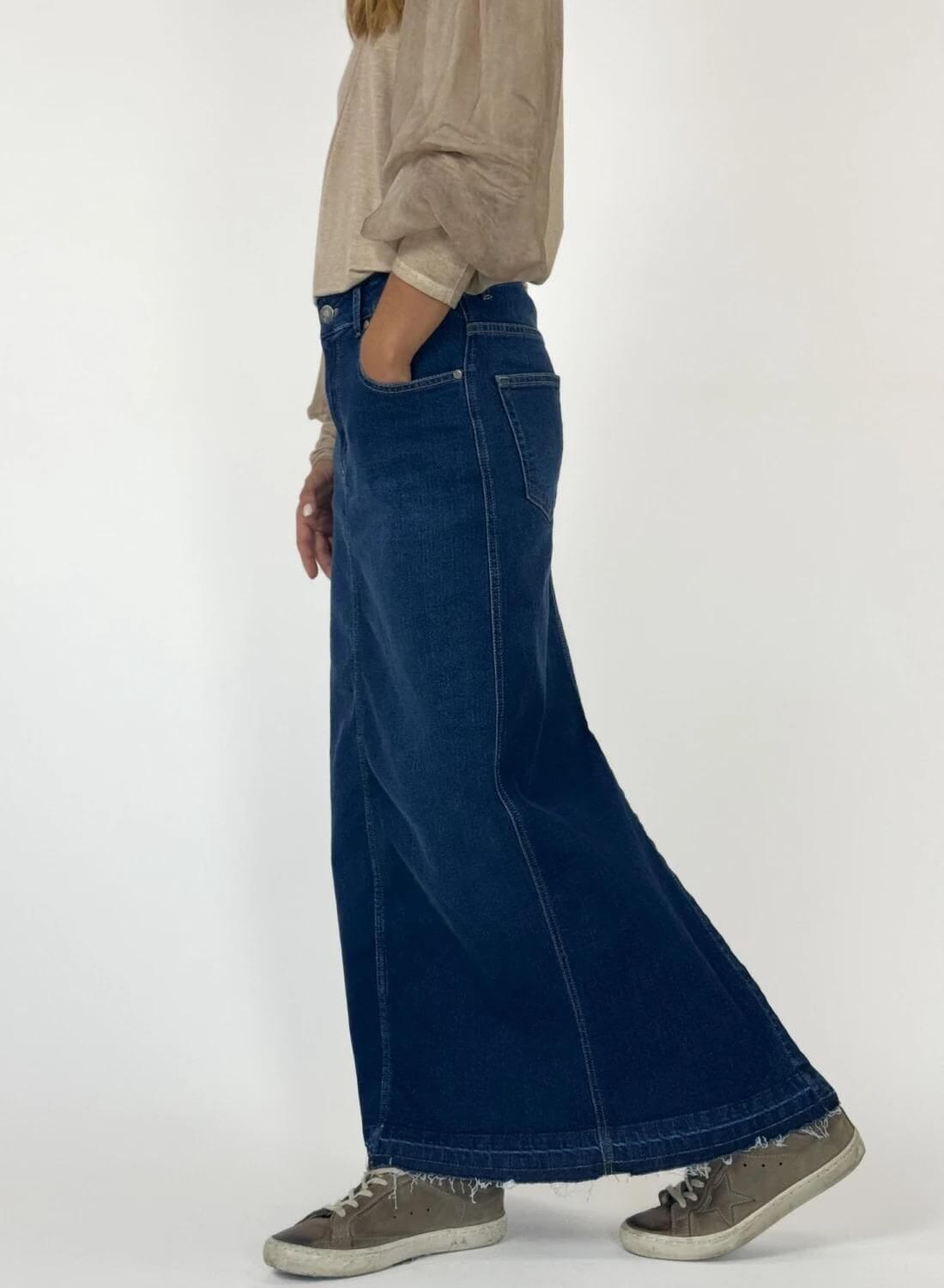 POLLERA JEAN LIA azul marino l