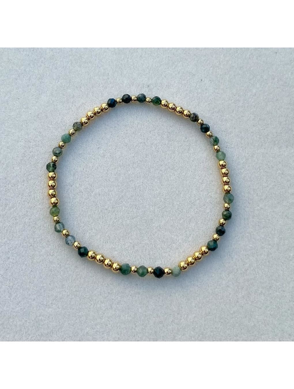 Pulsera LUPE en acero y piedras naturales verde n/a