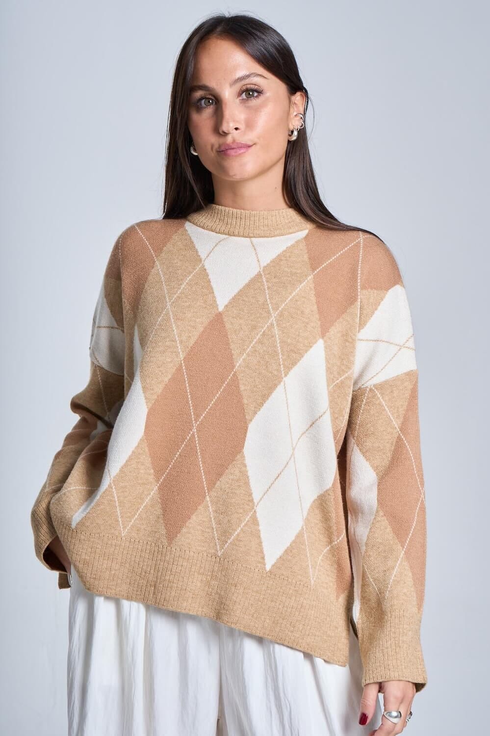 Sweater Rombos classic beige talle unico