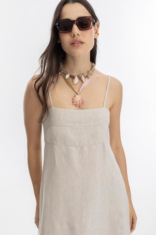 Vestido Strap en Lino - Natural natural l