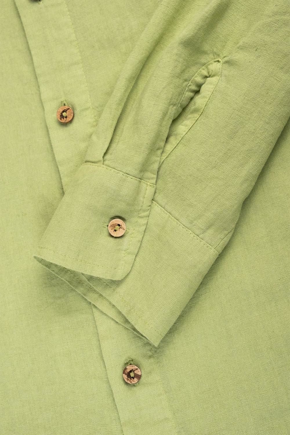 LONG SLEEVE LINEN SHIRT verde s