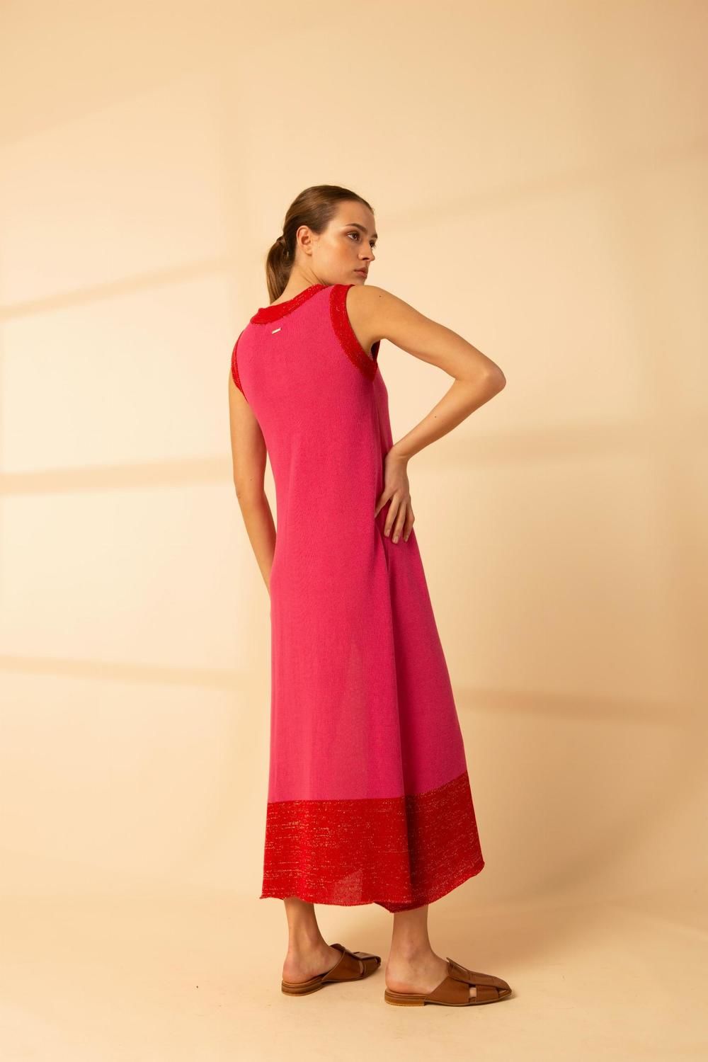 Vestido Acai Long Knit fucsia l